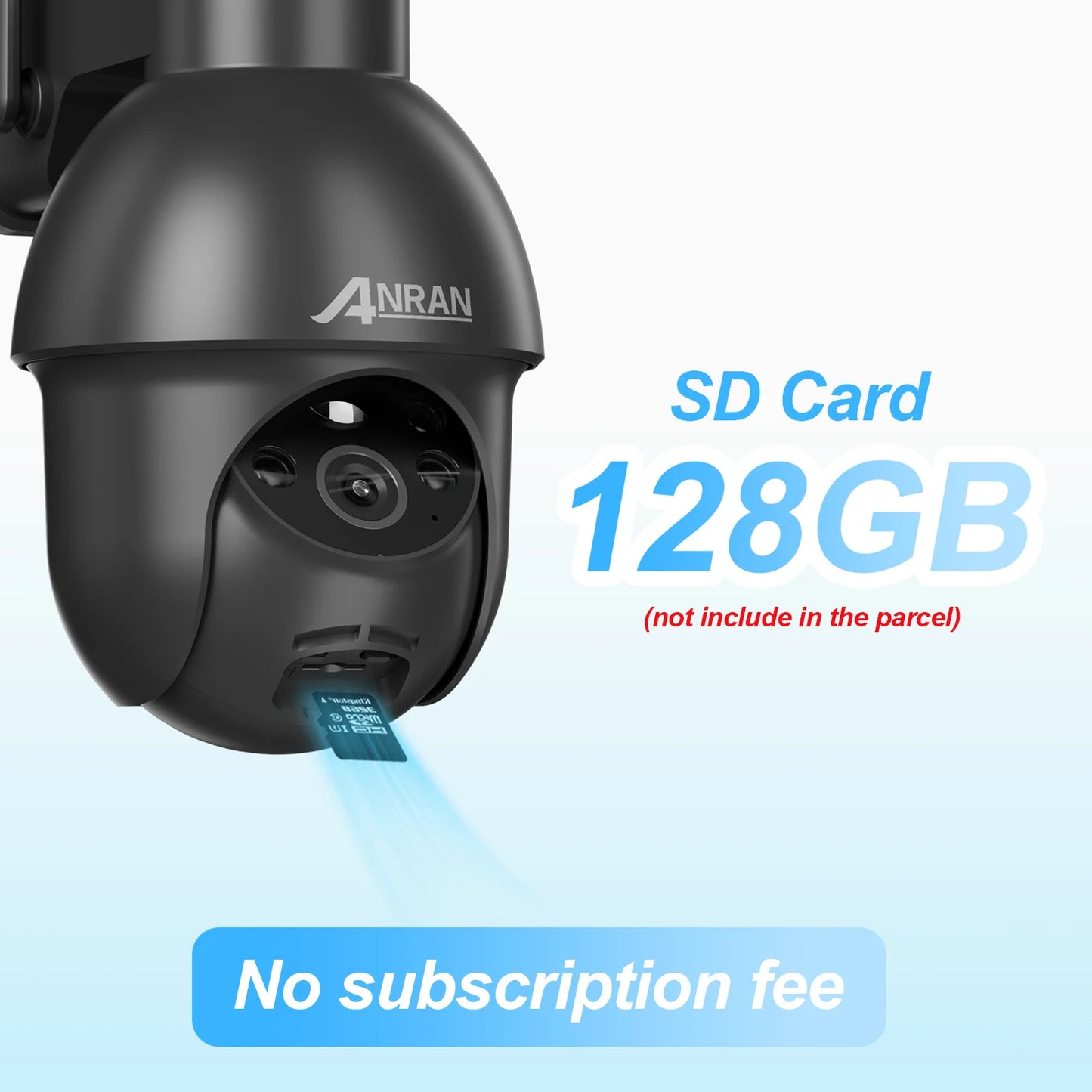 ANRAN 3MP Outdoor Surveillance Camera Alexa-Compatible 2.4G Wireless WiFi Solar Battery Camera Spotlight PIR Motion Detect