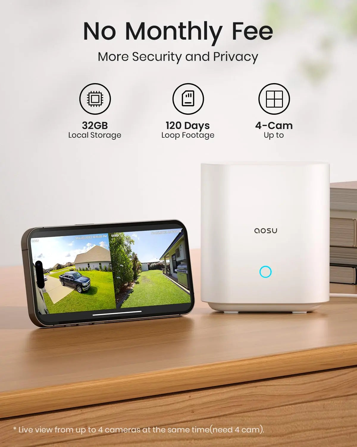 AOSU 3MP Wireless Camera System 2 Cam Wiress Kit 5200mAh Battery Color Night Vision Two-way Audio CCTV Camera Set