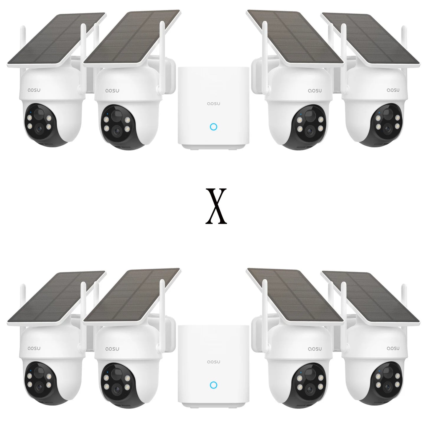 Cámara solar AOSU de 3 MP, kit de 2 cámaras, sistema de cámara inalámbrica, conjunto de cámara PTZ Wifi