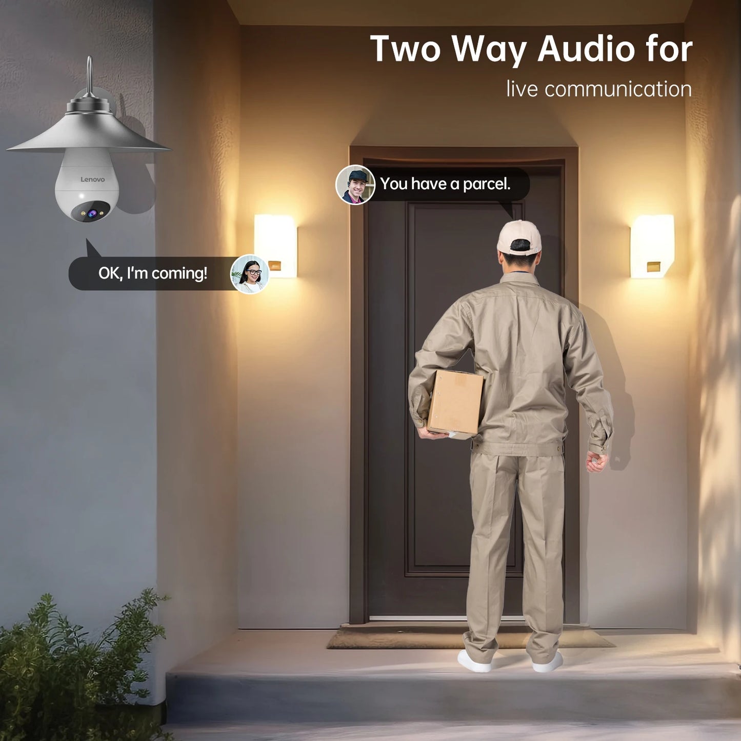 Cámara WiFi Lenovo con bombilla E27 de 3 MP para interiores, videovigilancia, color, seguimiento IA, cámara CCTV para bebés y hogar inteligente.