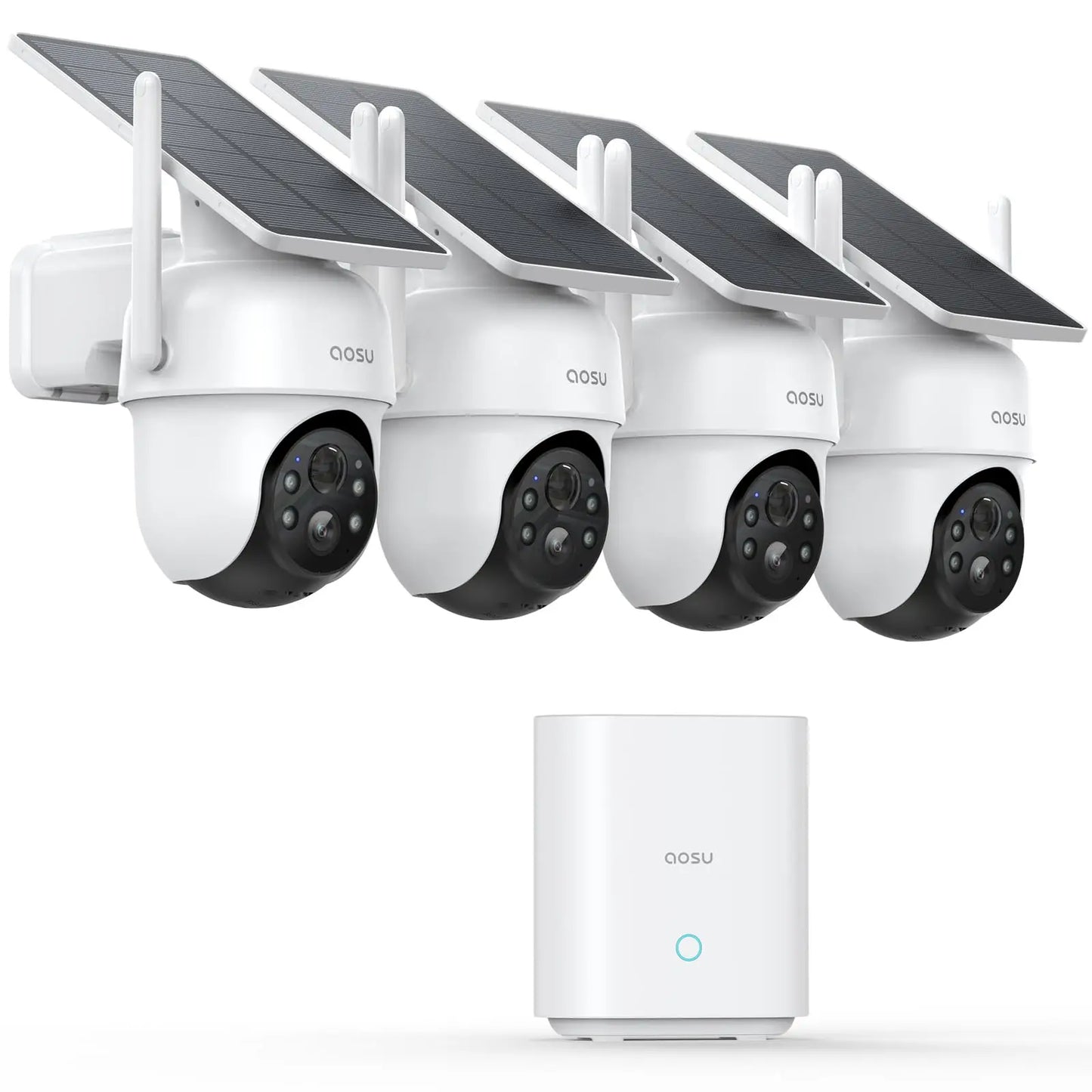 Cámara solar AOSU de 3 MP, kit de 2 cámaras, sistema de cámara inalámbrica, conjunto de cámara PTZ Wifi