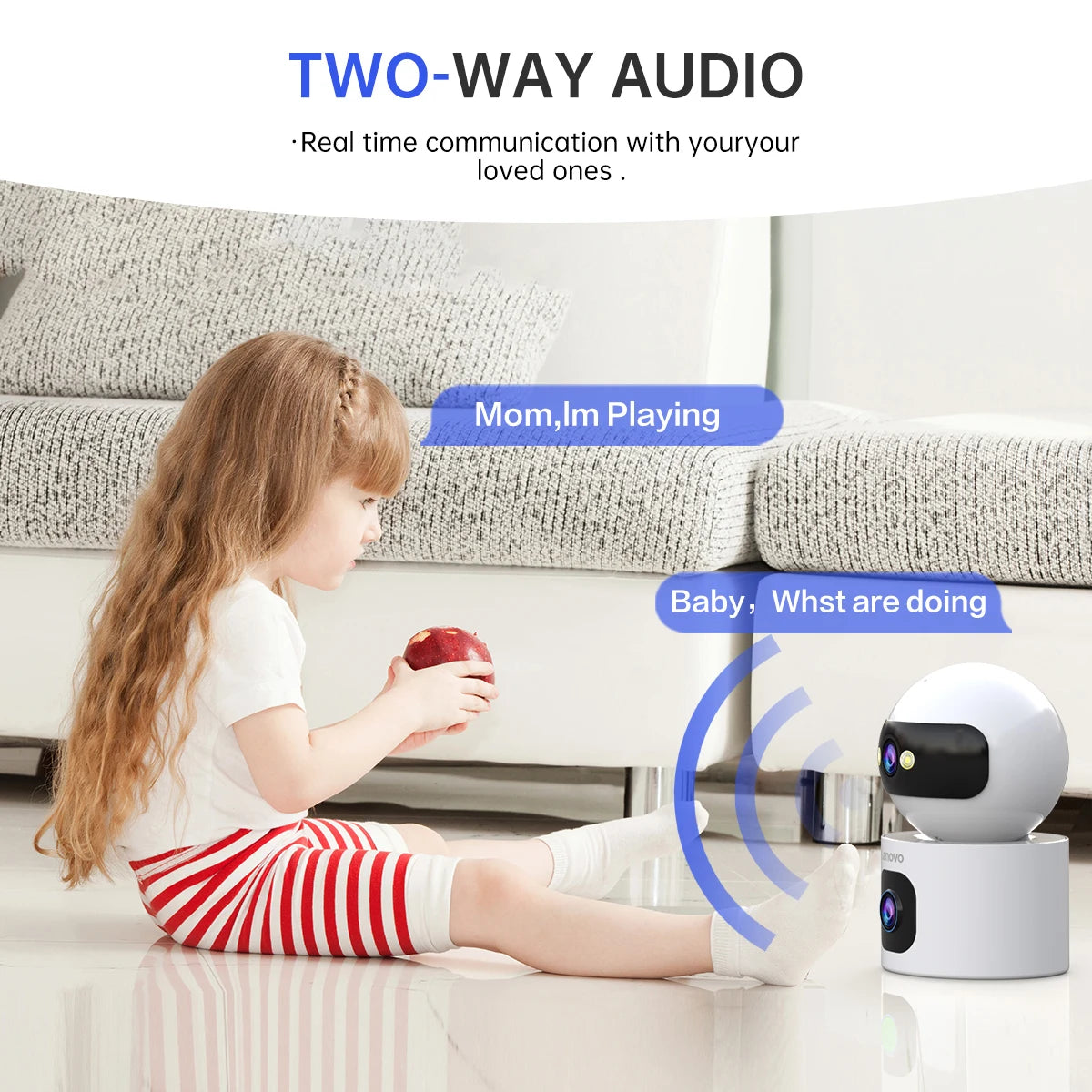 Cámara de vigilancia CCTV Lenovo 4K PTZ WiFi con doble lente para interiores de hogar, seguimiento automático, protección de seguridad, monitor inteligente para bebés.