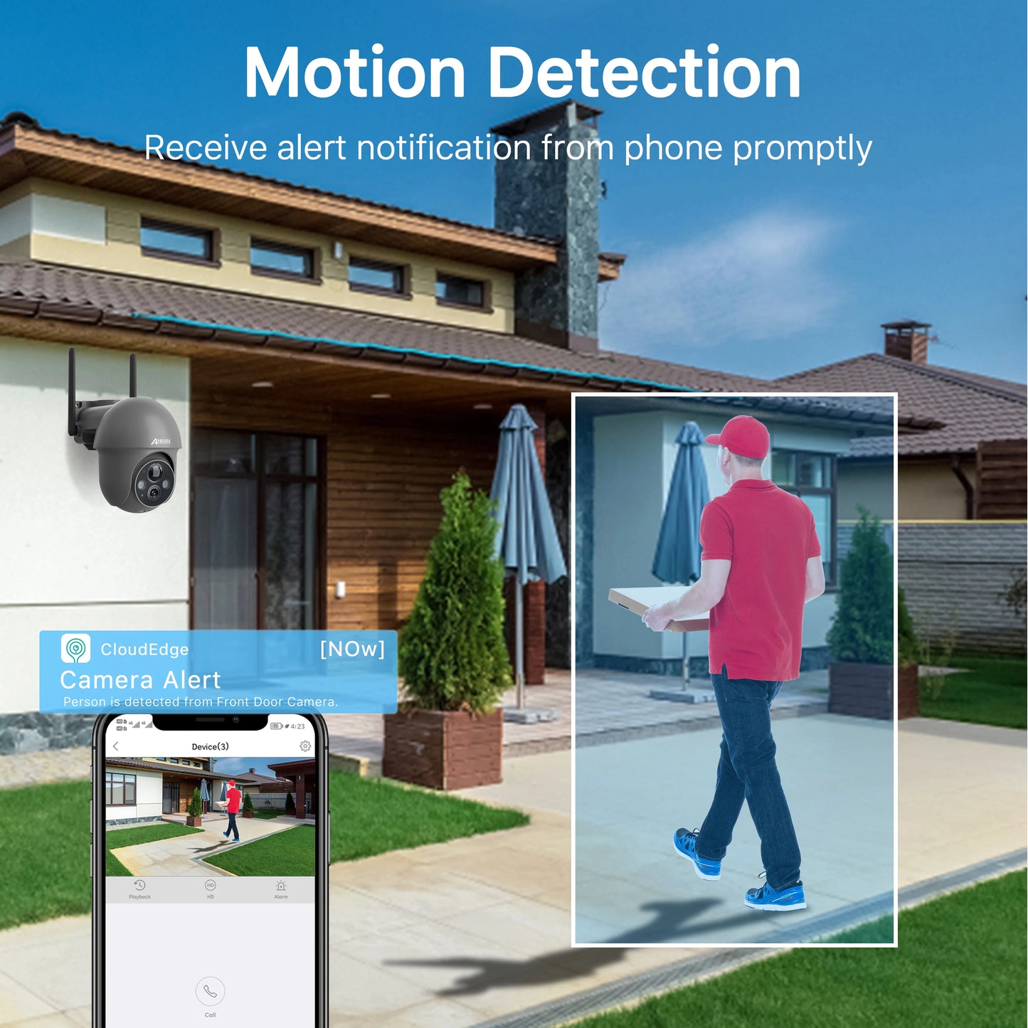ANRAN 2K WiFi Camera 3/5MP Solar Panel Battery Camera,Free Basic Cloud Storage,Compatible Alexa,PIR Detection,Color Night Vision