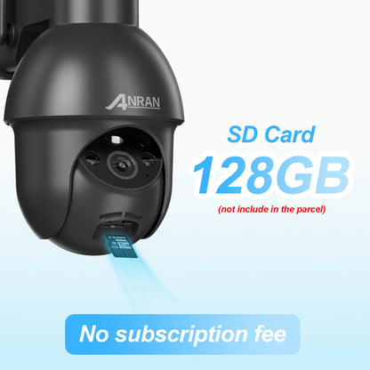 ANRAN 3MP Outdoor Surveillance Camera Alexa-Compatible 2.4G Wireless WiFi Solar Battery Camera Spotlight PIR Motion Detect