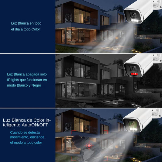 ASECAM cámara de vigilancia IP67 4K 8 MP con audio para exteriores, detección de movimiento