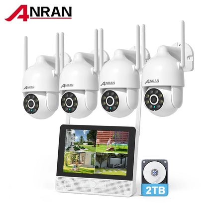 ANRAN 5MP CCTV System Set 4CH NVR 4 Cameras SurveillanceSecurity Camera  Home Protection,2T HDD,Color Night Vision,Two-way Audio