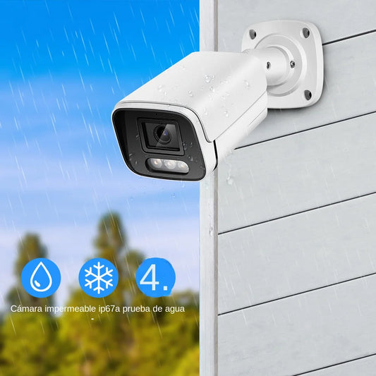 ASECAM cámara de vigilancia IP67 4K 8 MP con audio para exteriores, detección de movimiento