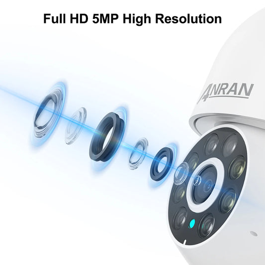 ANRAN 5MP CCTV System Set 4CH NVR 4 Cameras SurveillanceSecurity Camera  Home Protection,2T HDD,Color Night Vision,Two-way Audio